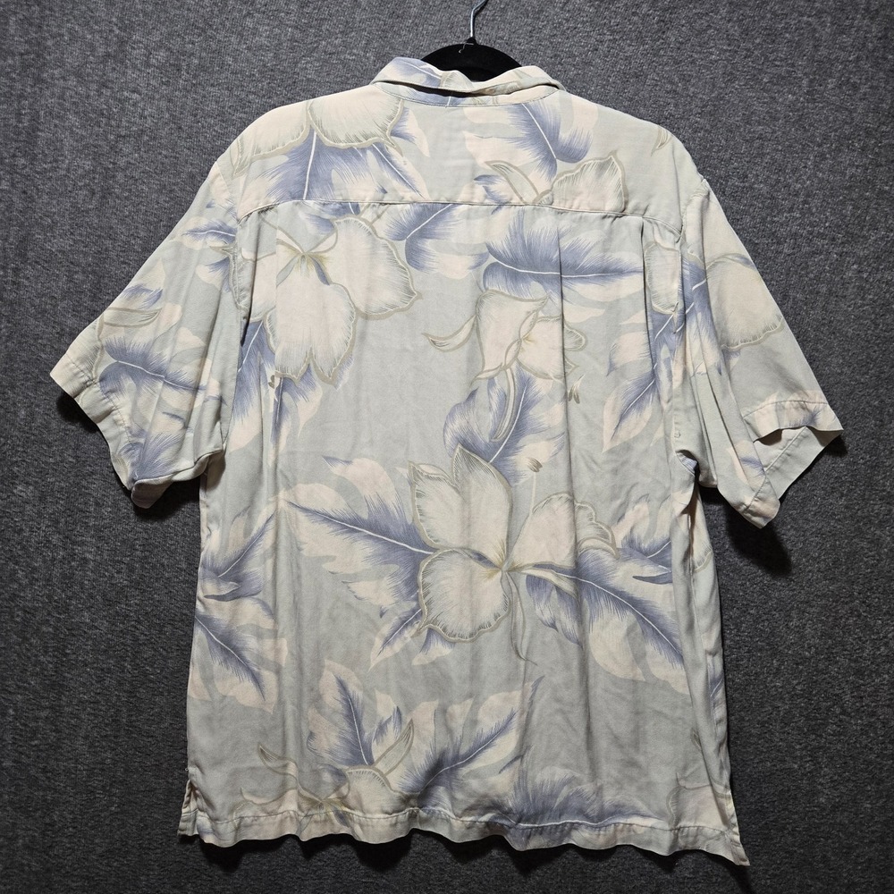 Tommy Bahama Shirt Mens L Blue Hawaiian Leaves 100% Silk Resort - Picture 5 of 5